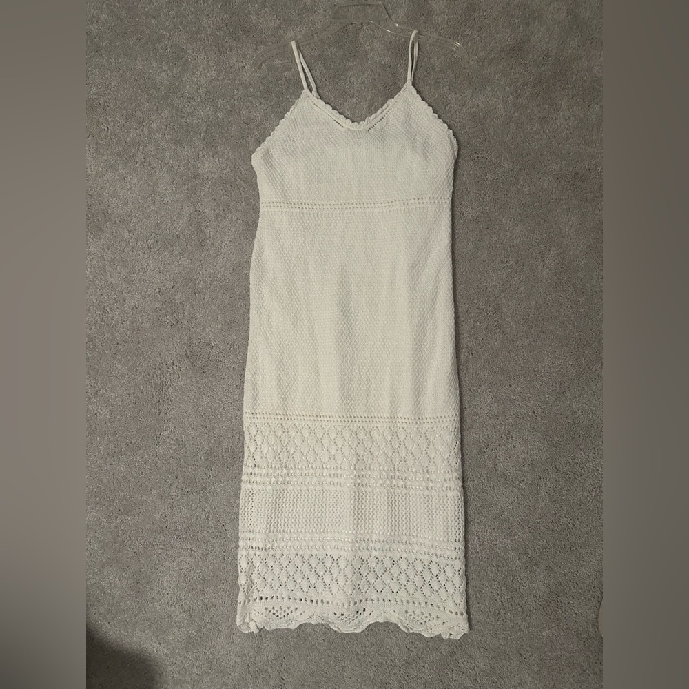 White crochet midi dress